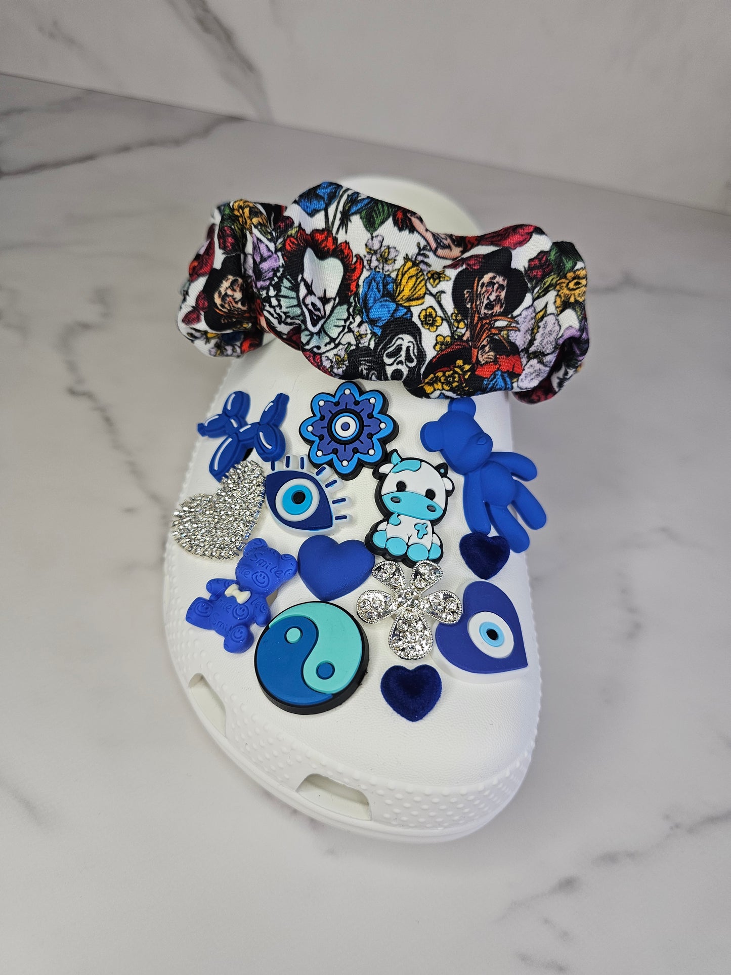 Horror themed shoe strap covers, croc scrunchies. COME AS A PAIR!