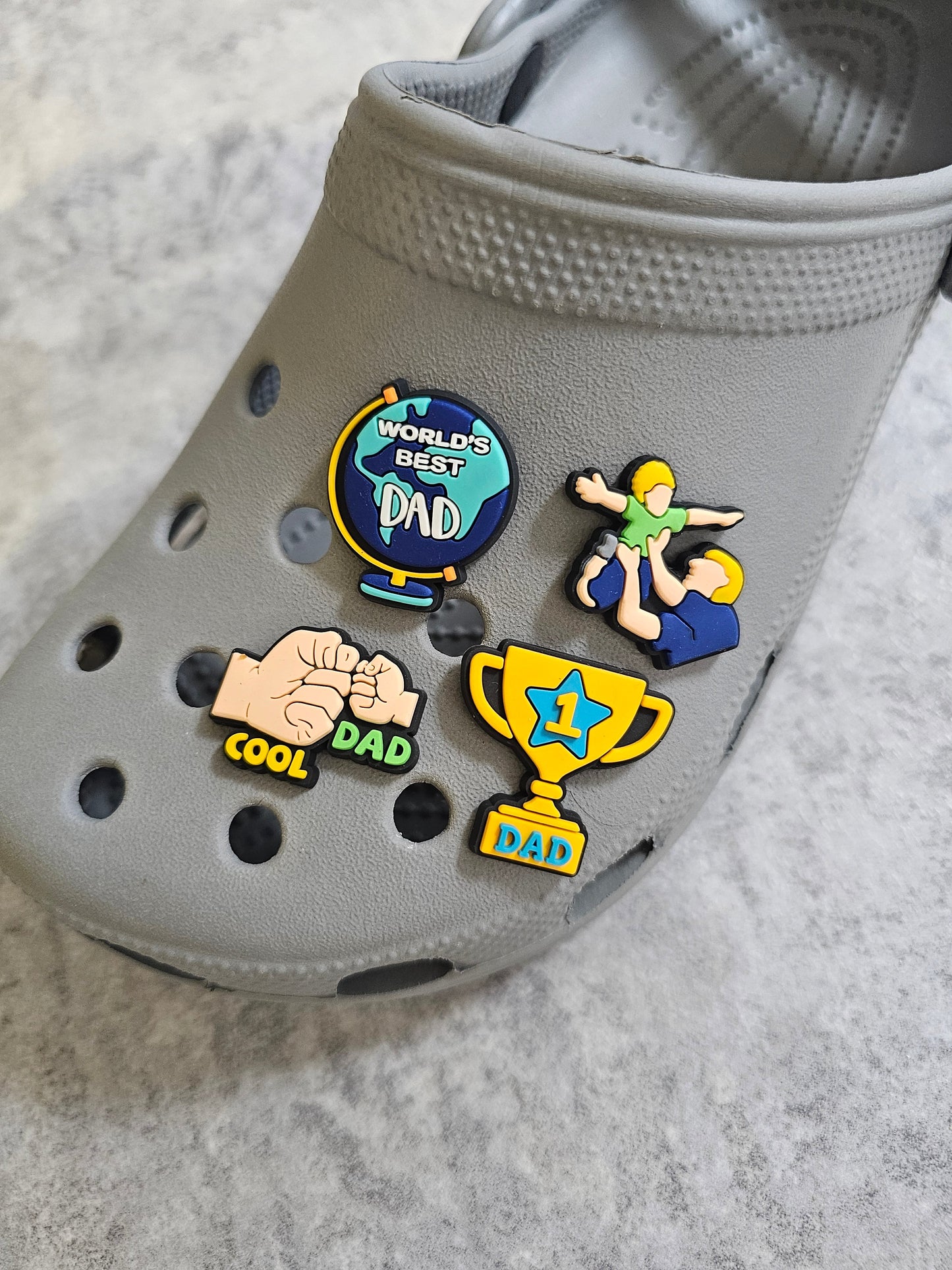 Dad shoe charms, family, parents