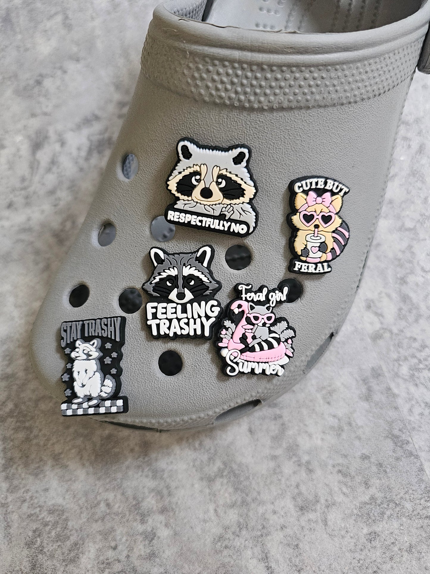 Funny racoon shoe charms, animals, funny, cute