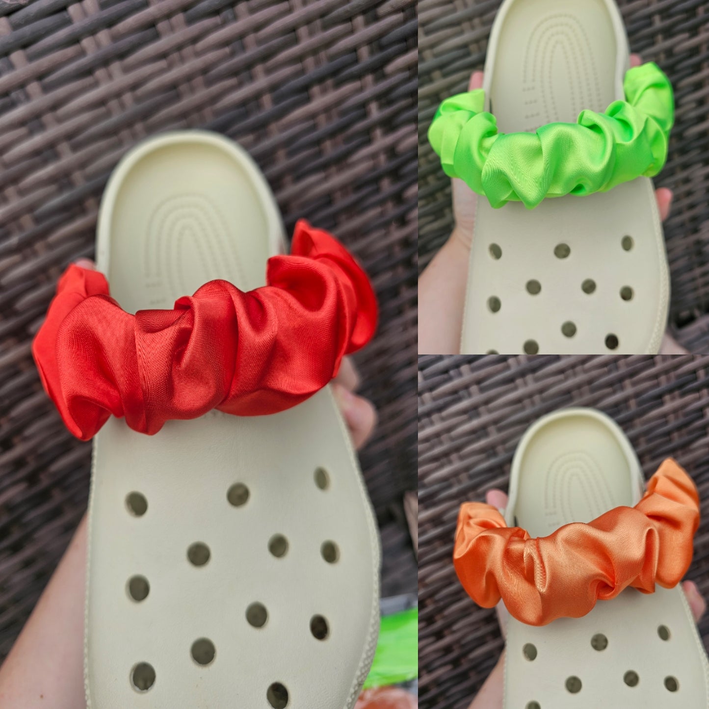Plain satin shoe strap covers