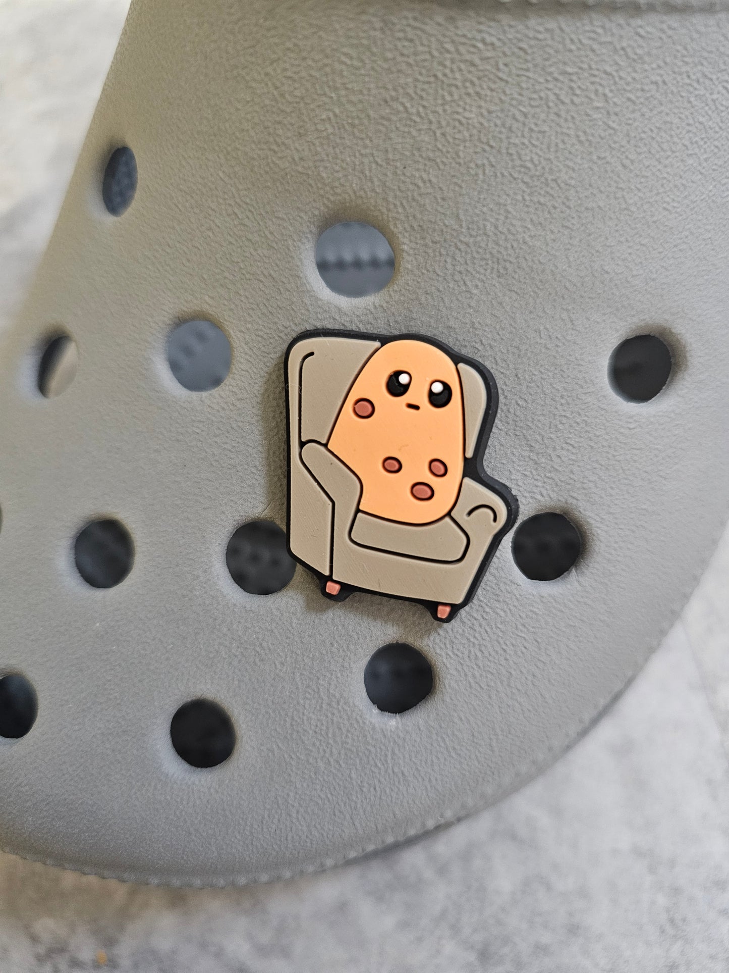 Couch potato shoe charm