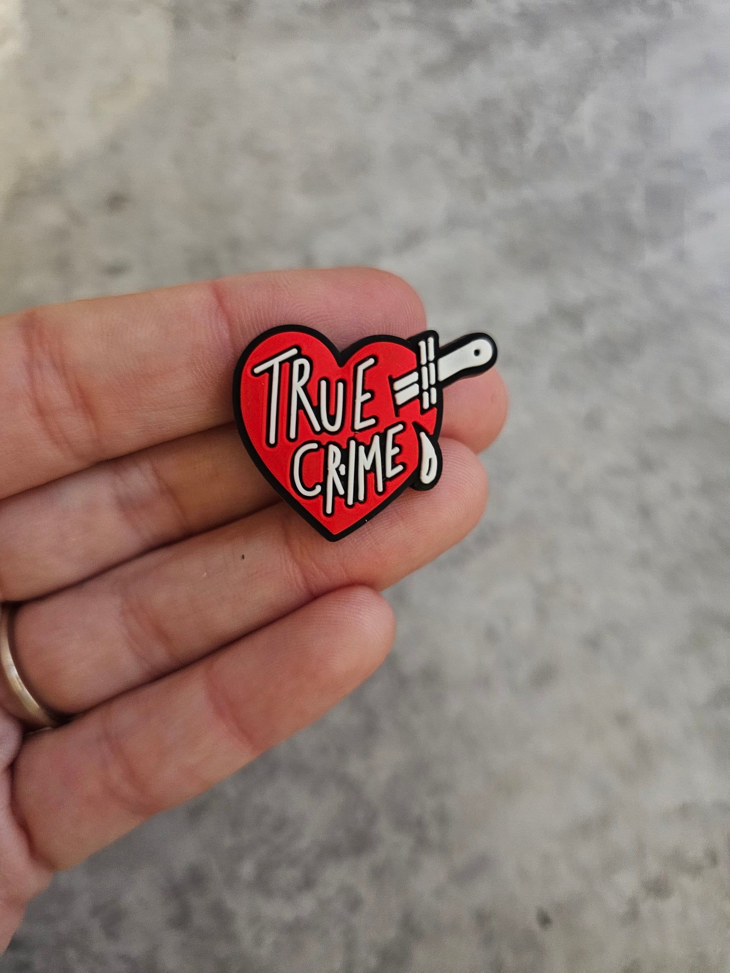 True crime heart shoe charm, horror gift, gift ideas