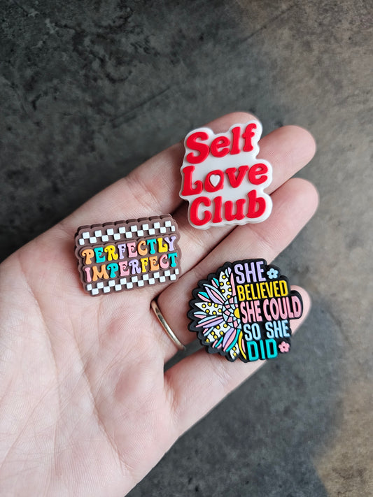 Self love, affirmation shoe charms