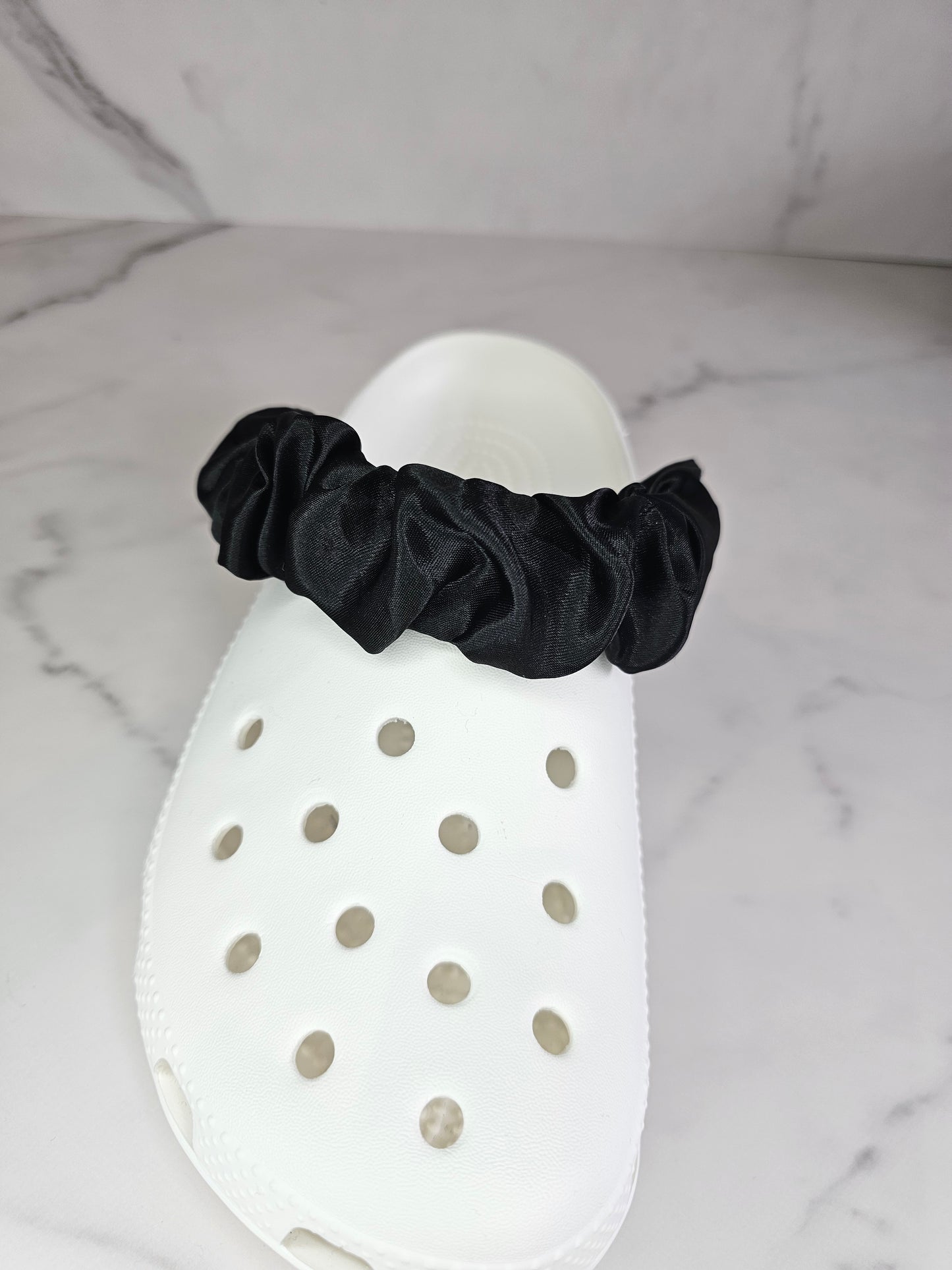 Plain satin shoe strap covers