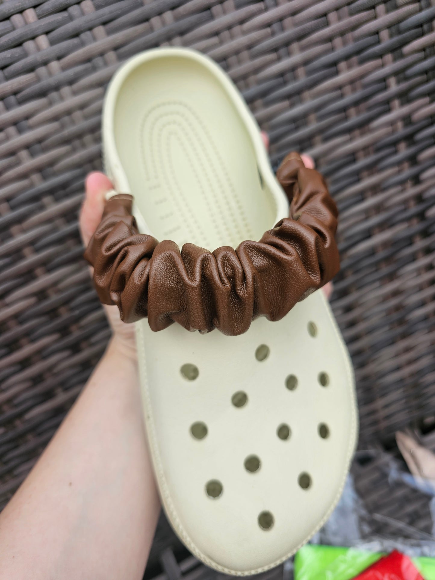 Plain faux leather shoe strap covers