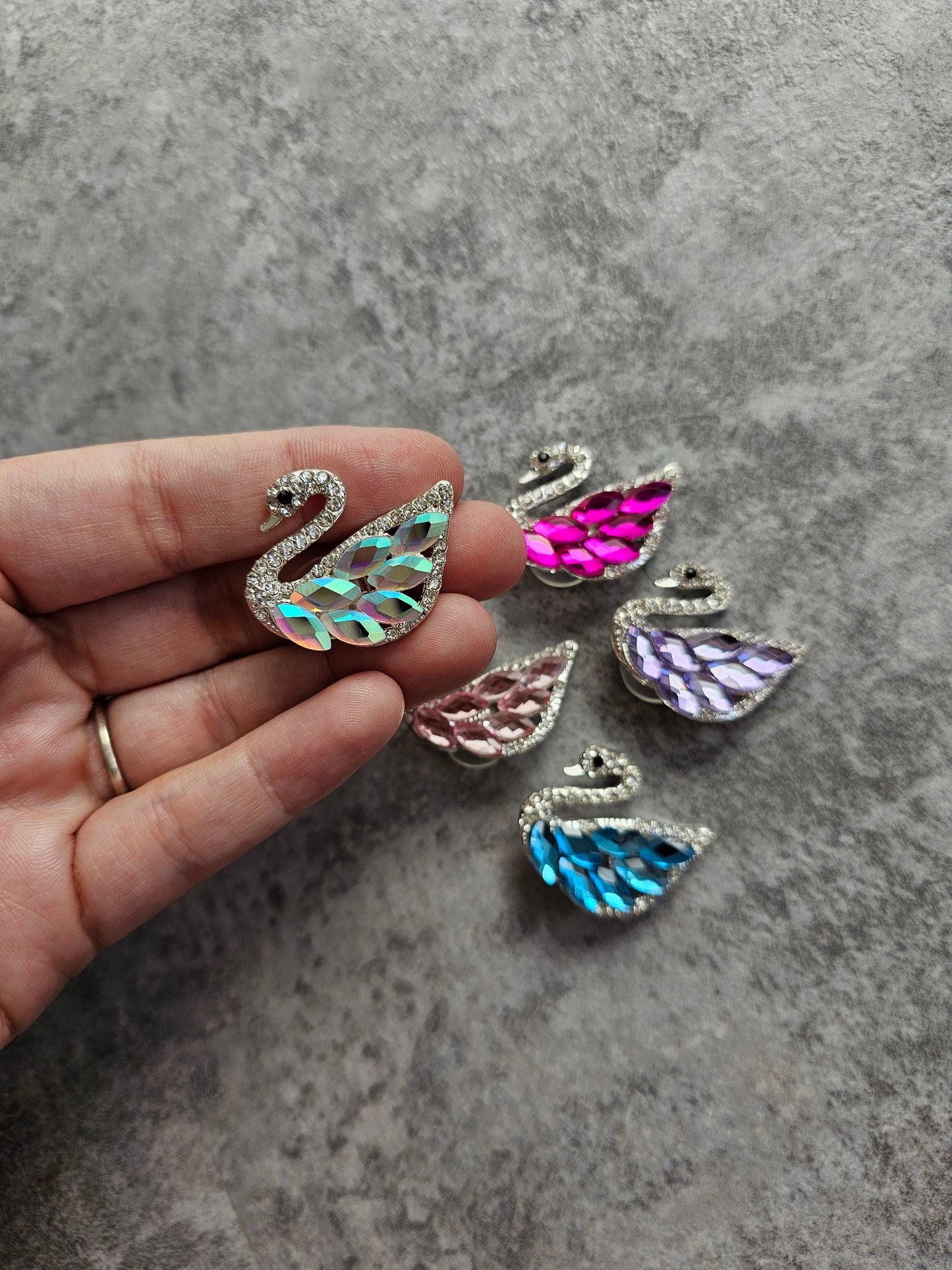 Bling swan shoe charm