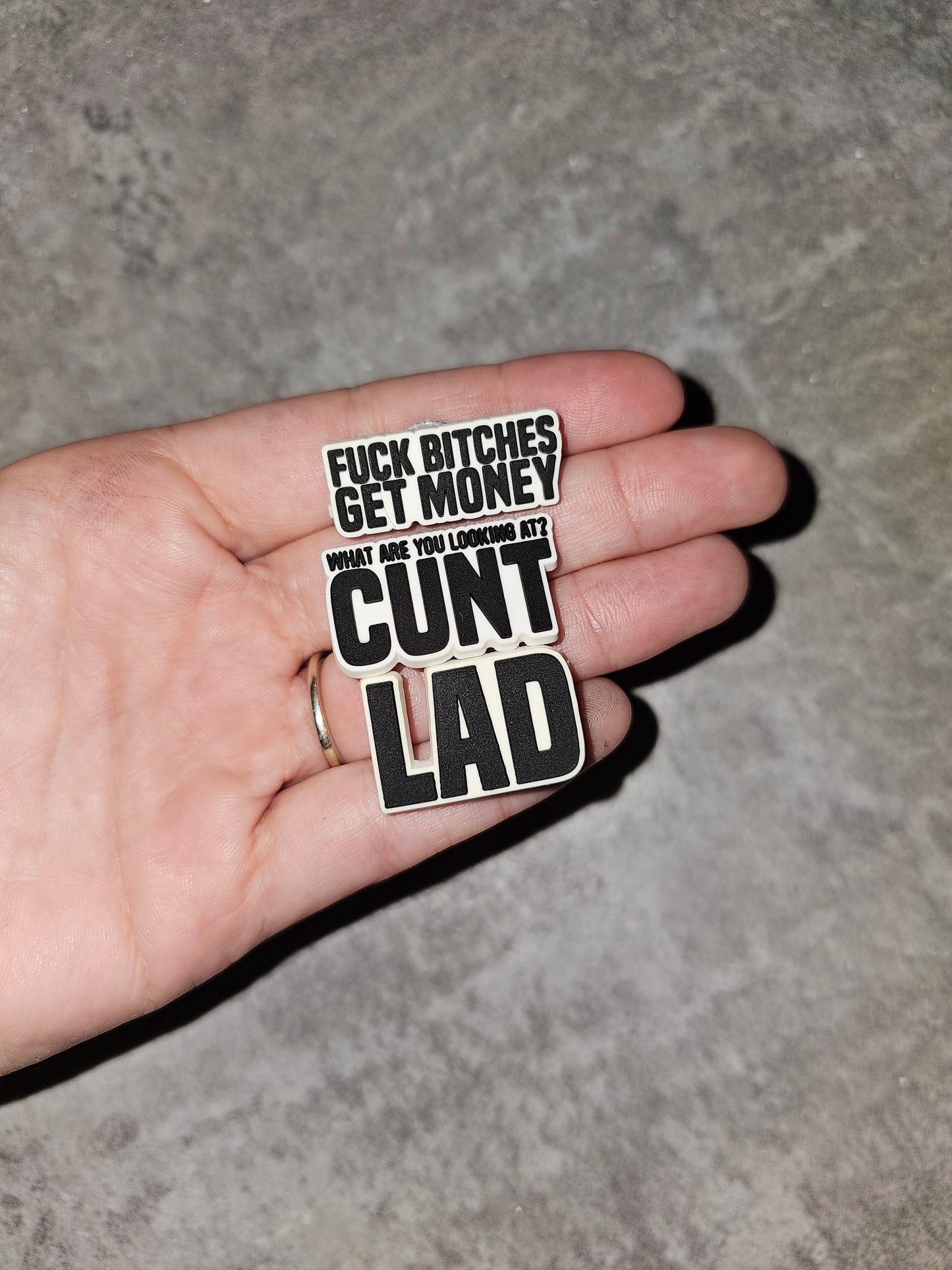 Funny, rude shoe charms