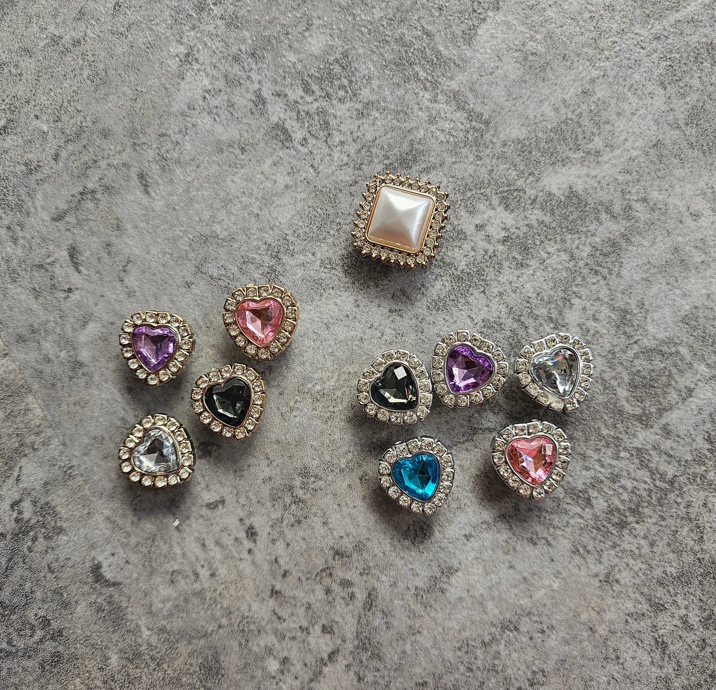 Jewel bling heart shoe charms
