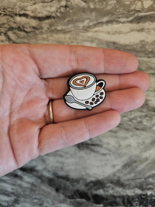 Coffee cup with heart, shoe charm