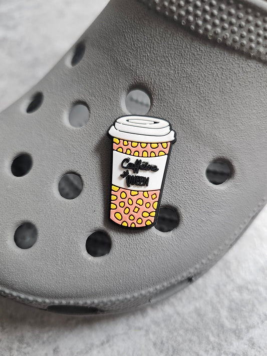 Caffine queen coffee cup shoe charm