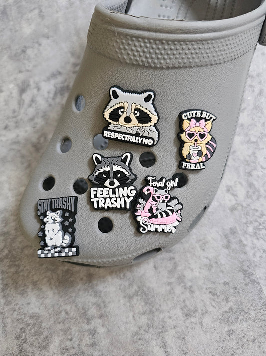 Funny racoon shoe charms, animals, funny, cute