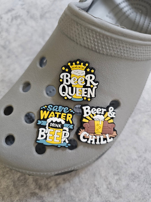 Beer shoe charms, beer, funny, humour