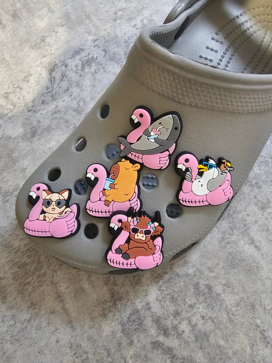 Animals on rubber rings shoe charms, animals, funny, cute