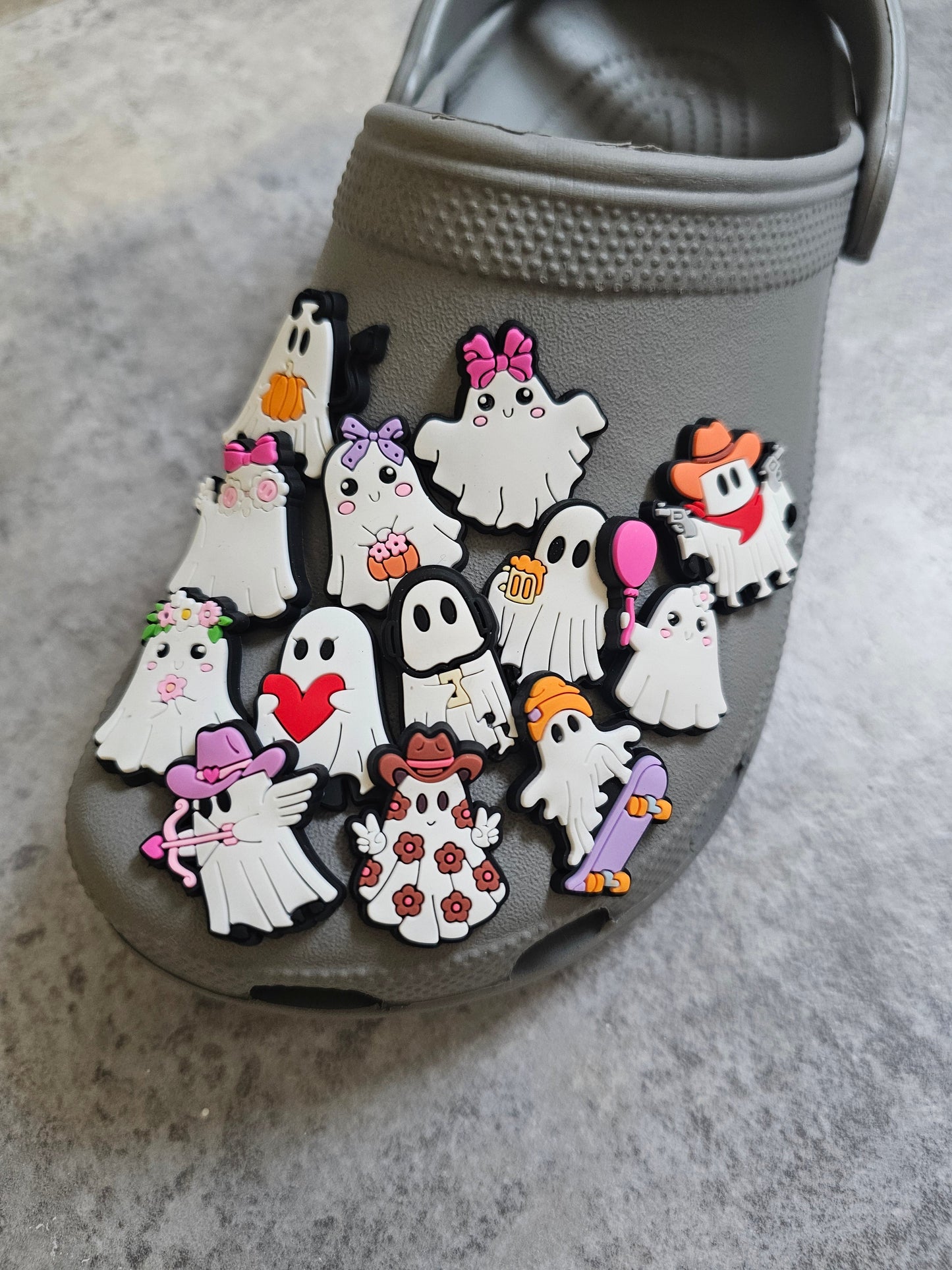 Ghost shoe charms, halloween, spooky, ghosties