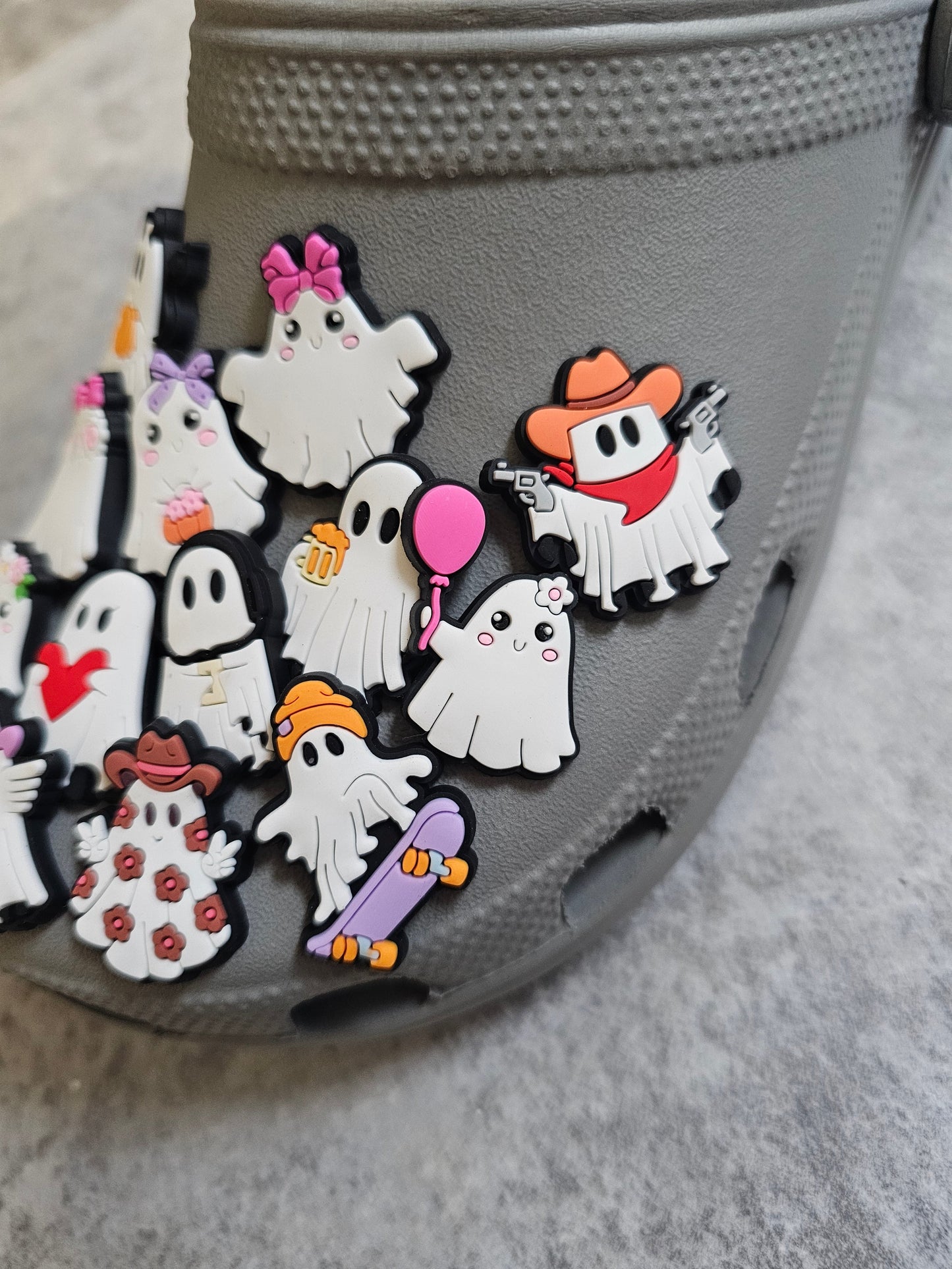 Ghost shoe charms, halloween, spooky, ghosties