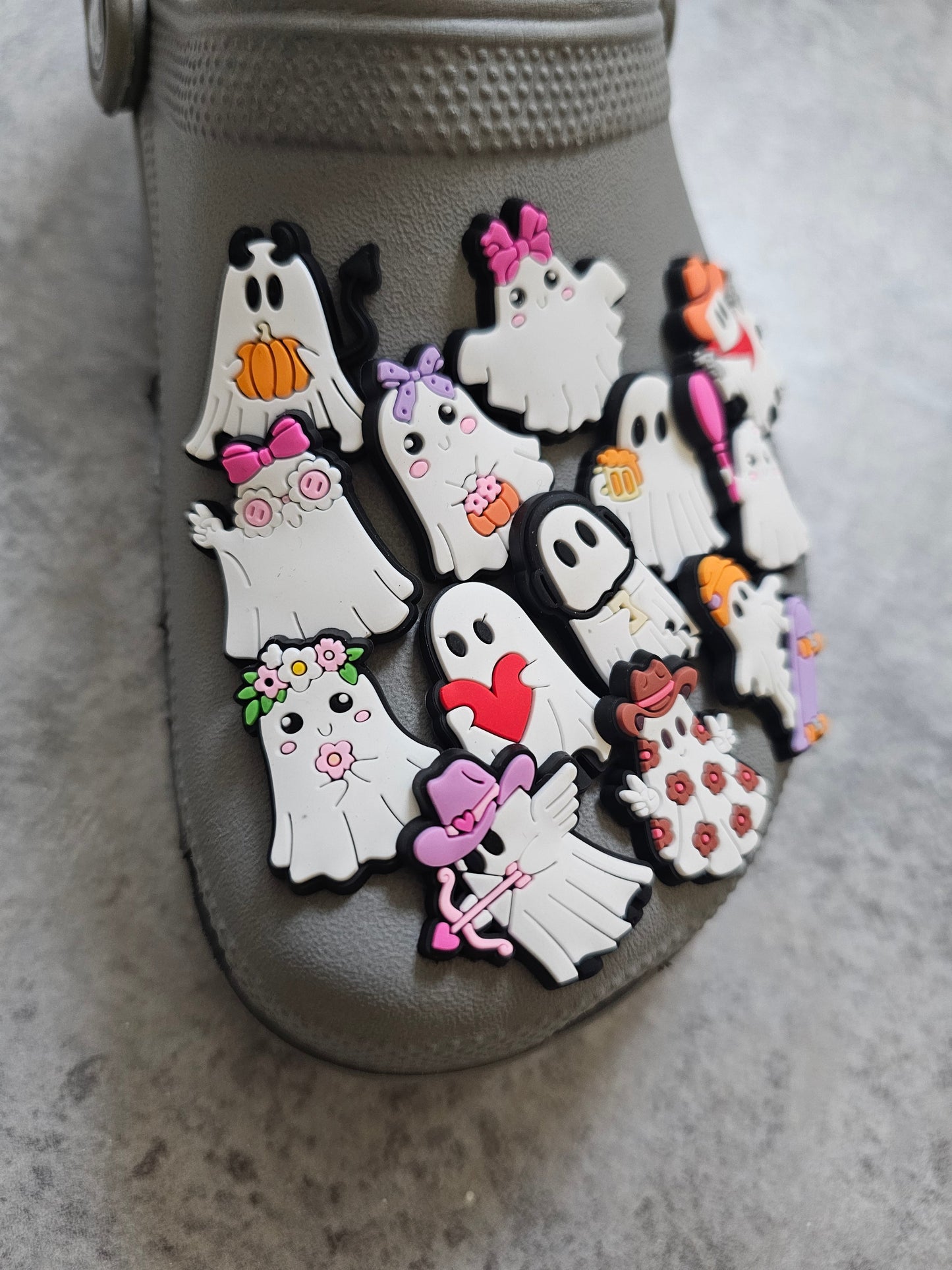 Ghost shoe charms, halloween, spooky, ghosties