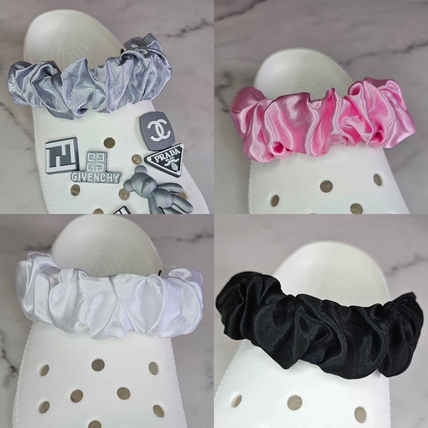 Plain satin shoe strap covers
