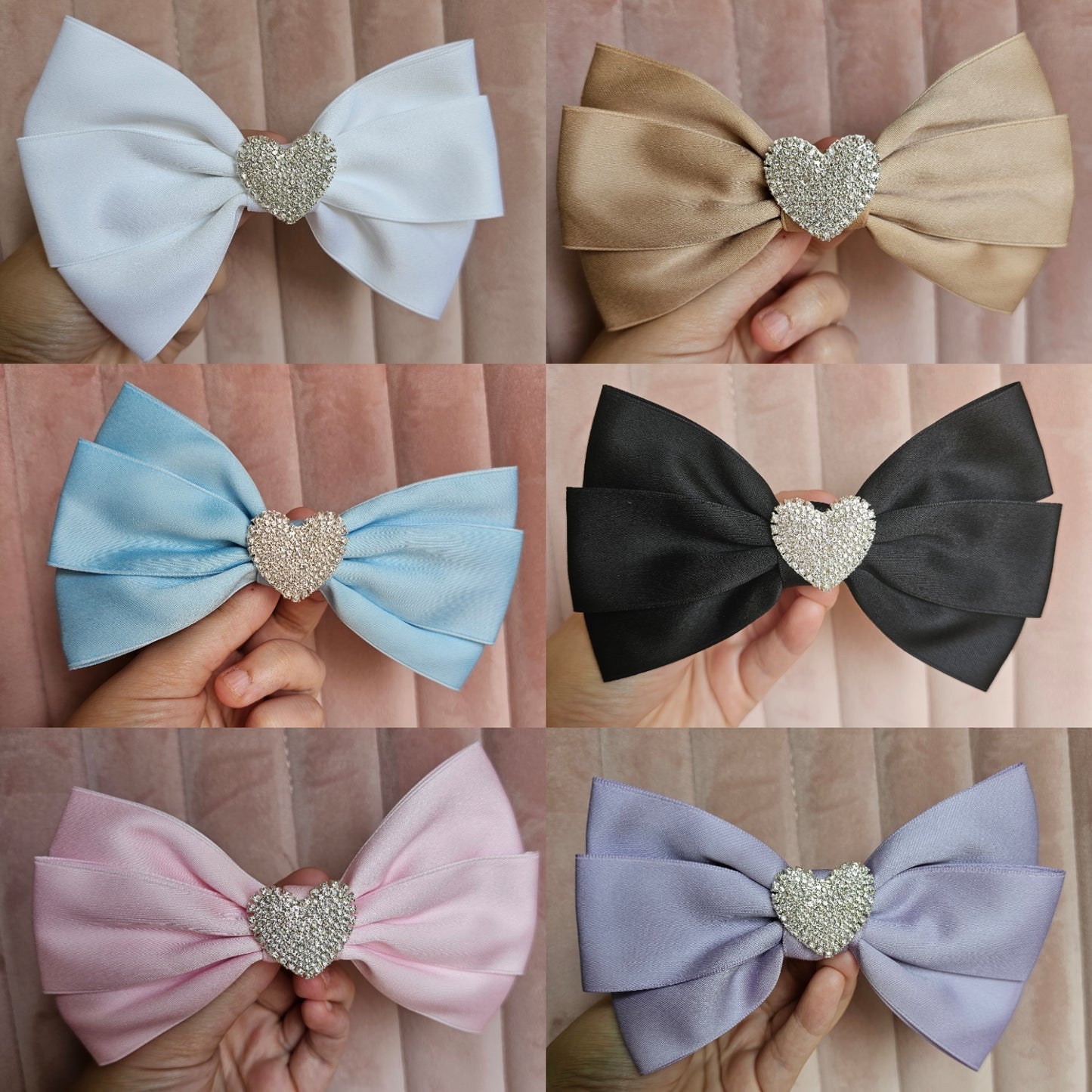 Large Diamante heart shoe bows