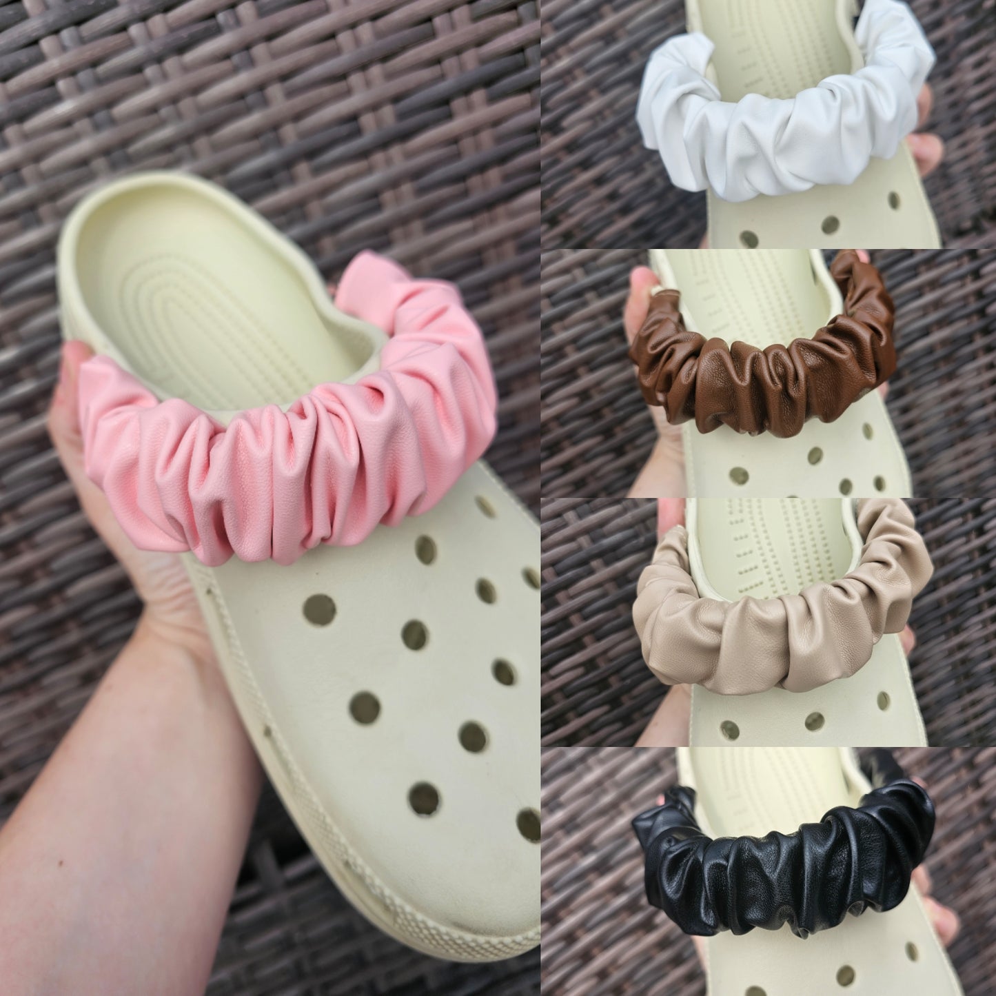 Plain faux leather shoe strap covers