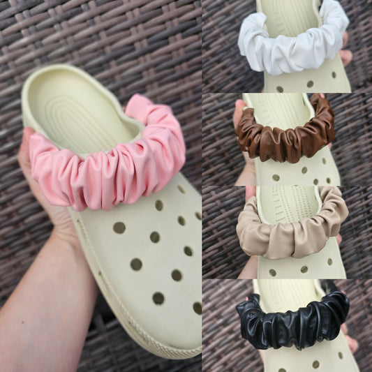 Plain faux leather shoe strap covers