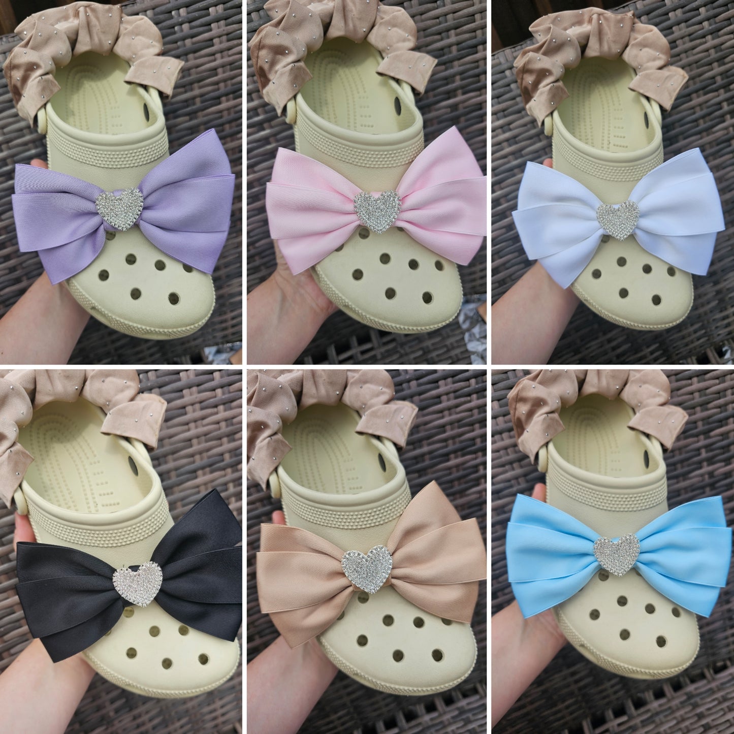 Large Diamante heart shoe bows
