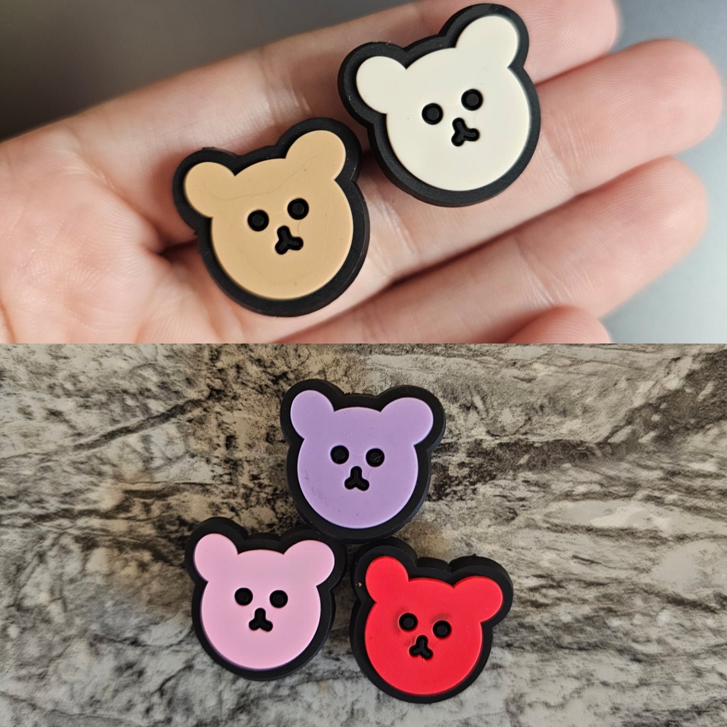 Bear head shoe charms