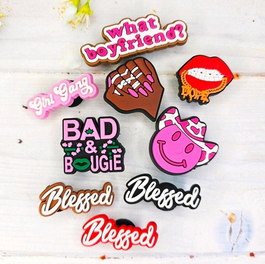 Boujie shoe charms, blessed, girly