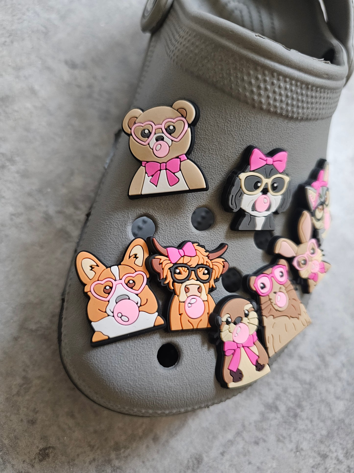 Animals blowing bubbles shoe charm, cute pets, animals, girly