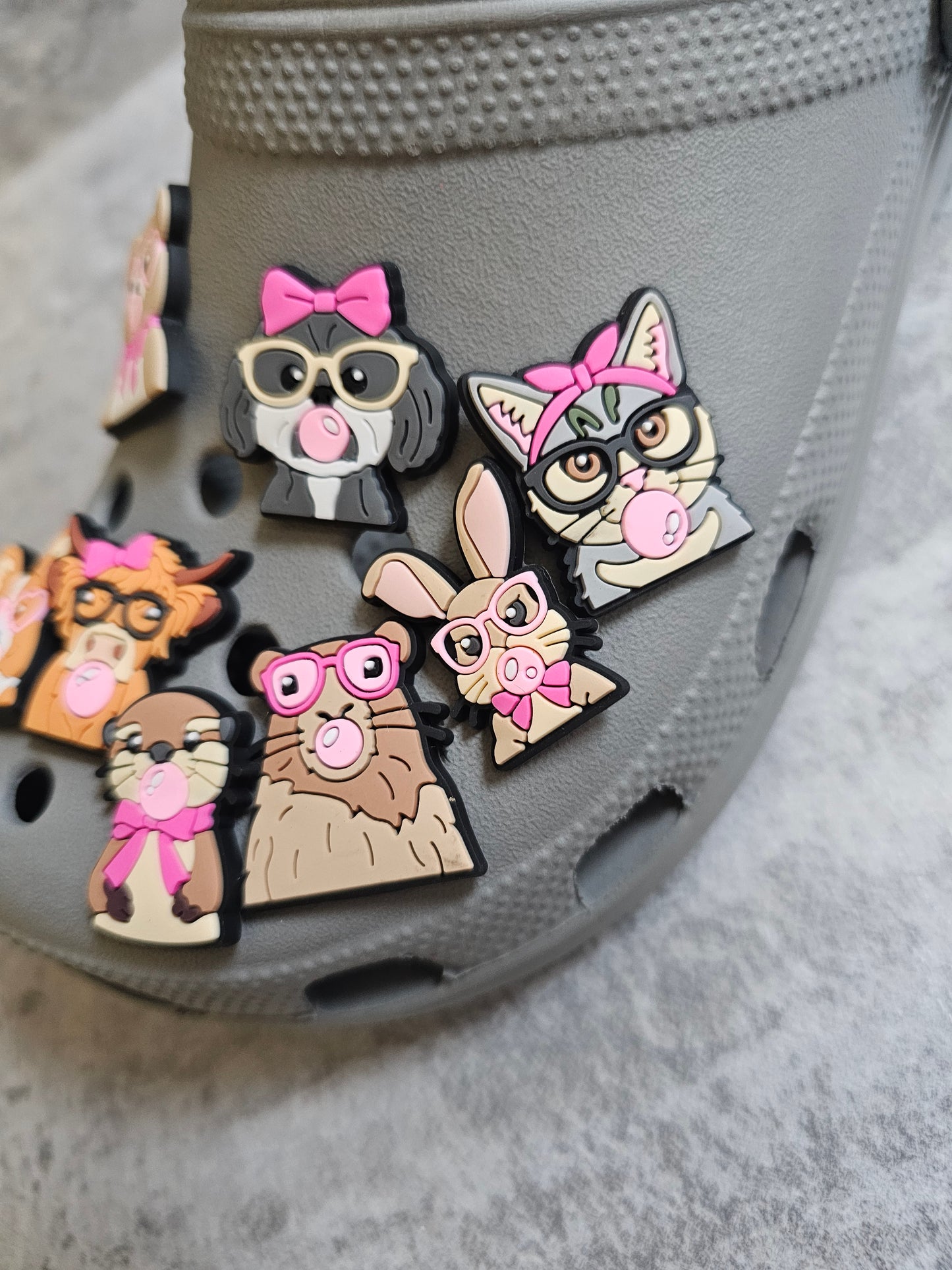 Animals blowing bubbles shoe charm, cute pets, animals, girly