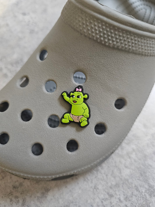Green ogre baby shoe charm
