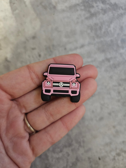 Pink car shoe charm, girls car, vehicle shoe accessories