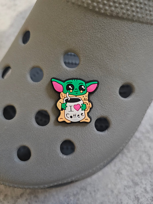 I heart coffee green yda monster shoe charm