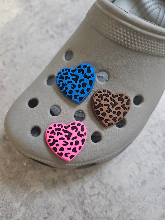 Leopard hearts shoe charms