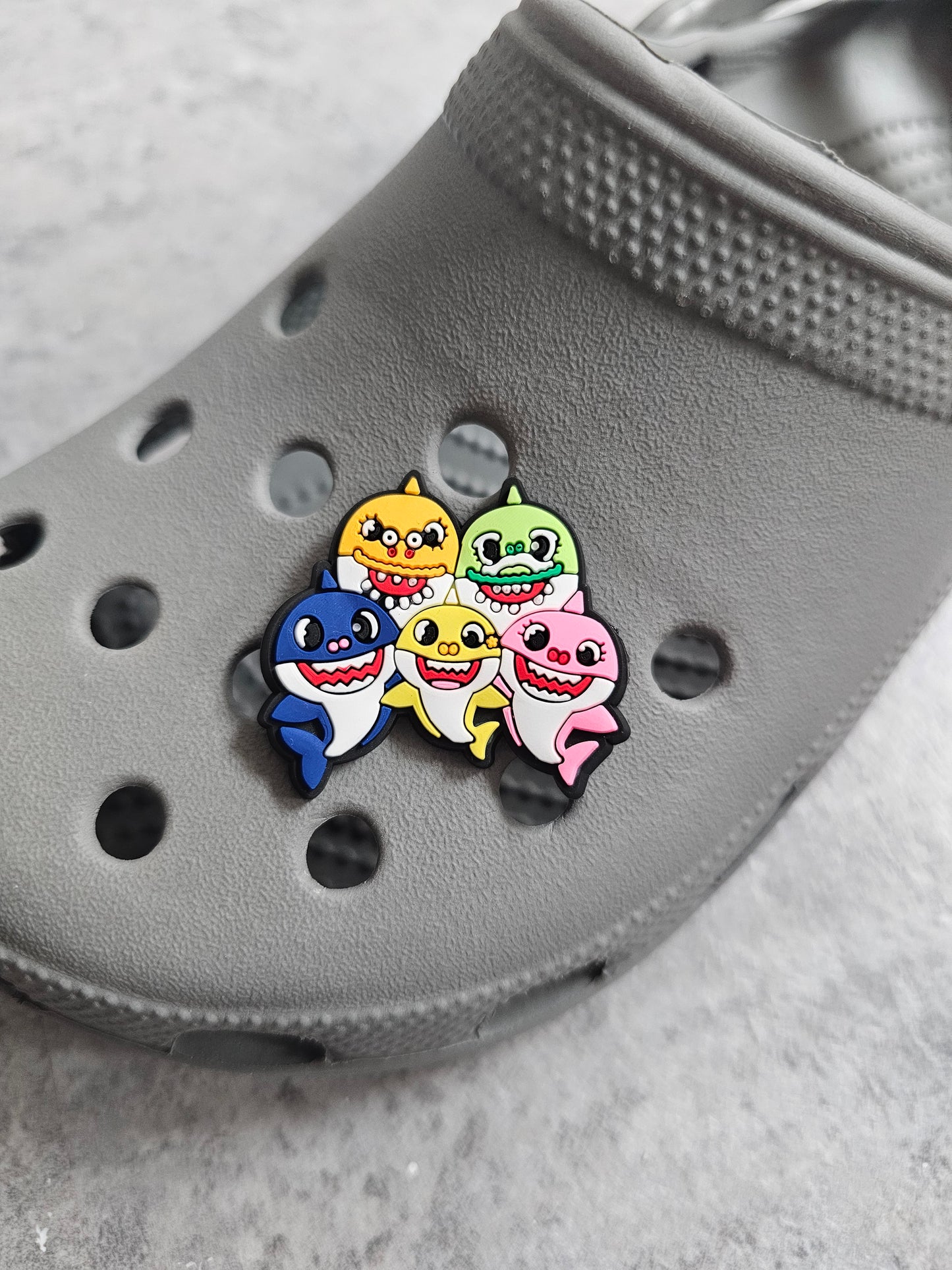 Shark family shoe charm
