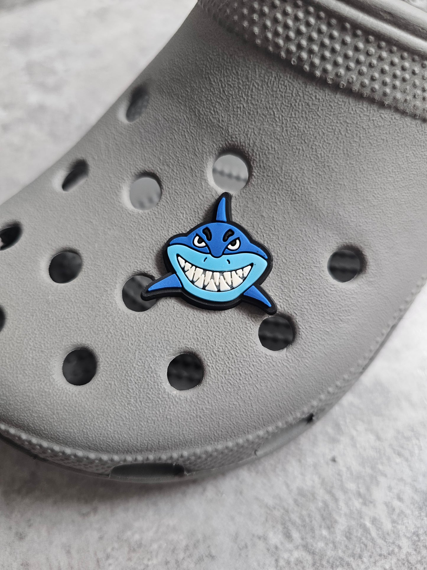 Blue shark shoe charm