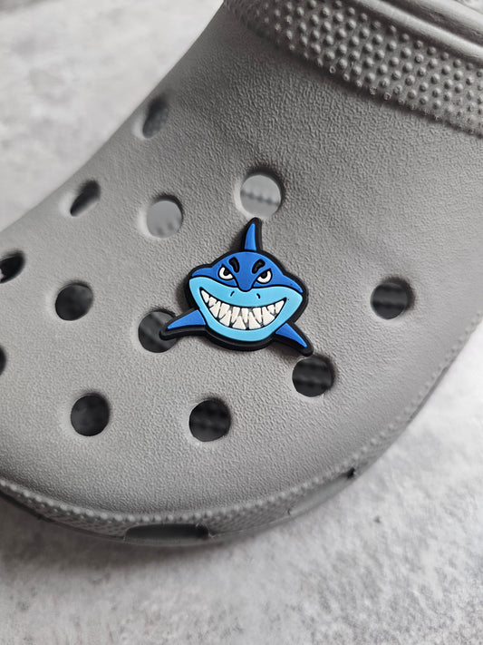 Blue shark shoe charm
