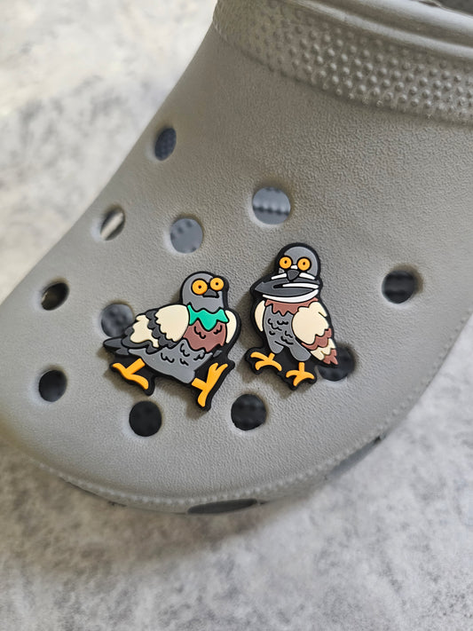 Pigeon shoe charms, pigeon, birds, funny, cute
