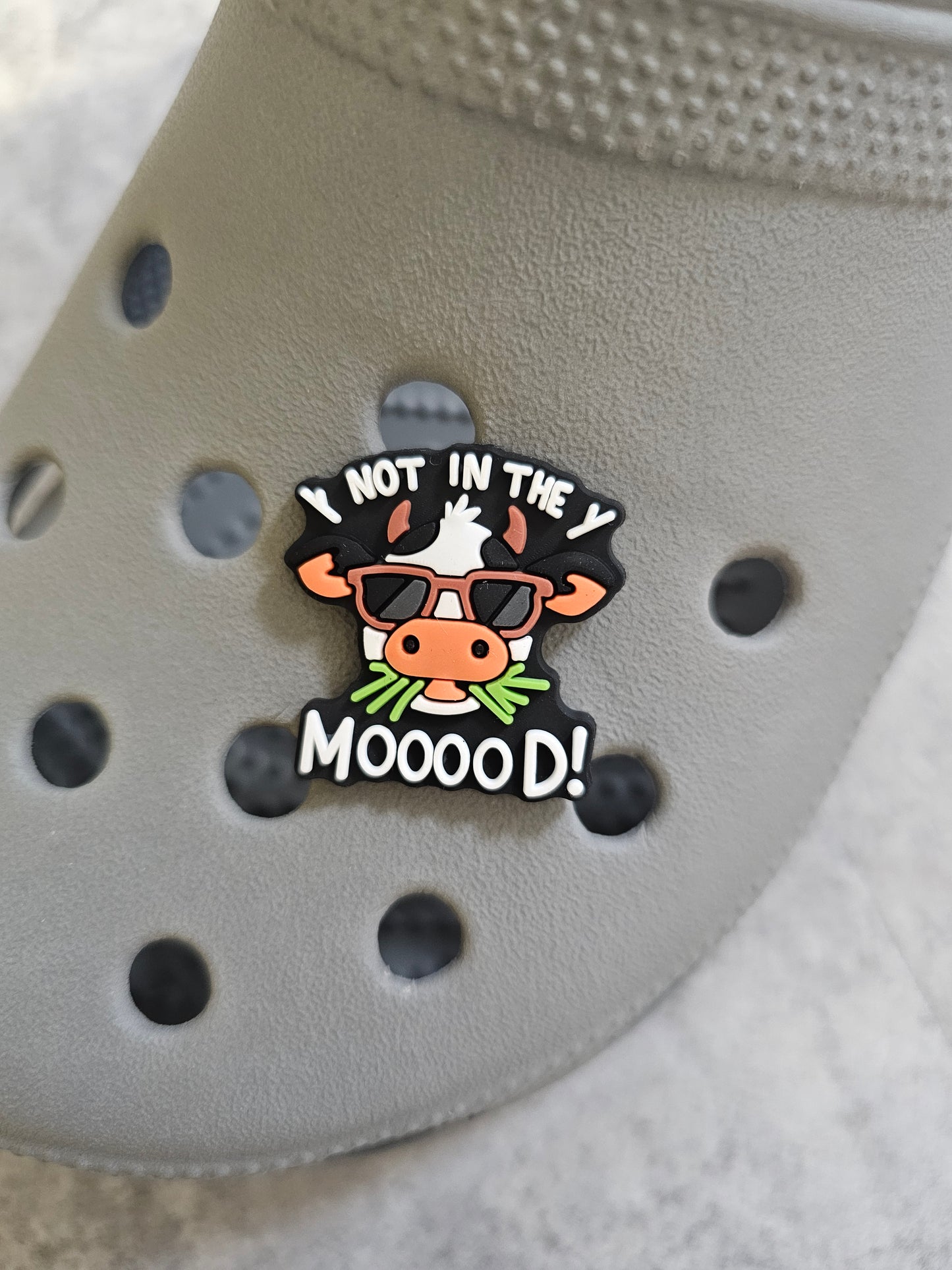 Not in the mood cow shoe charm, funny, meme