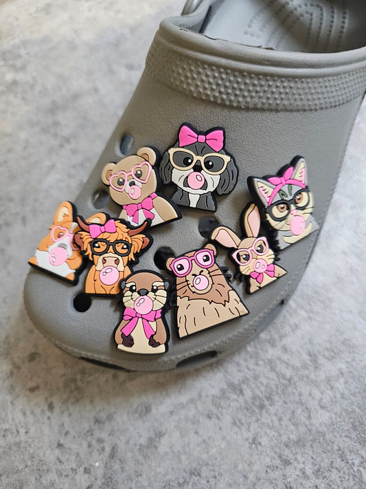 Animals blowing bubbles shoe charm, cute pets, animals, girly