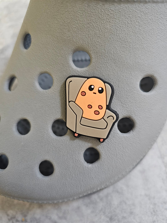 Couch potato shoe charm