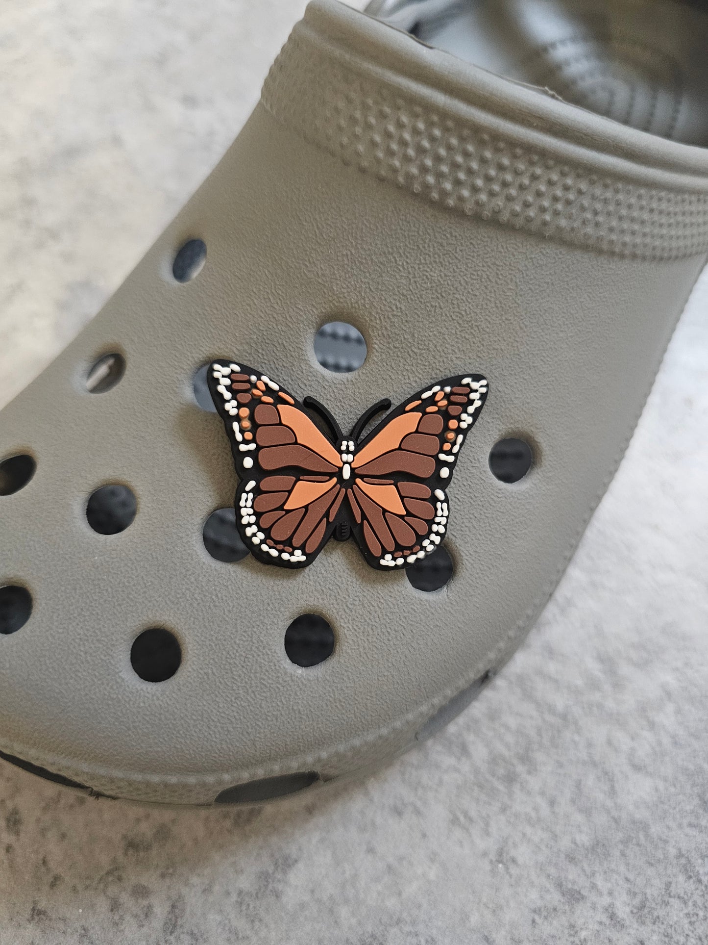 XL brown butterfly shoe charm