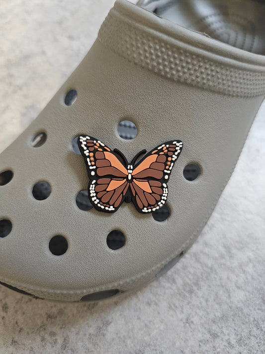 XL brown butterfly shoe charm
