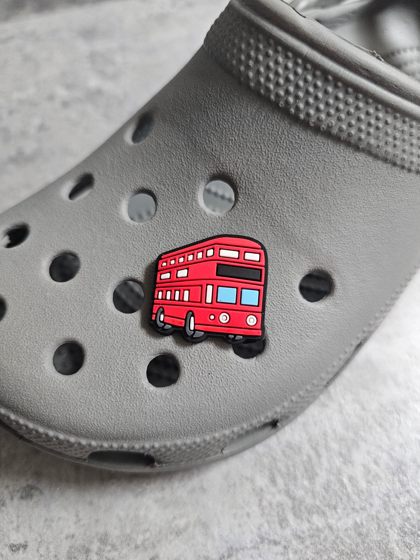 Red bus shoe charm