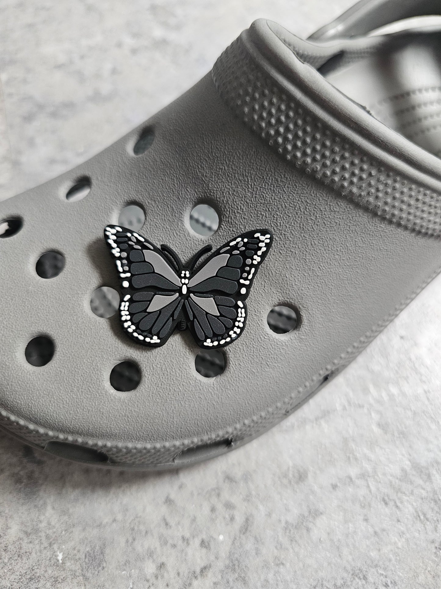 XL black butterfly shoe charm