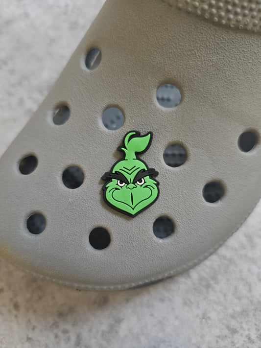 Grinchy head shoe charm