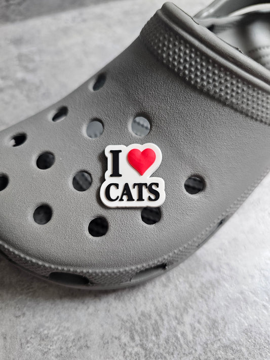 I heart cats shoe charm