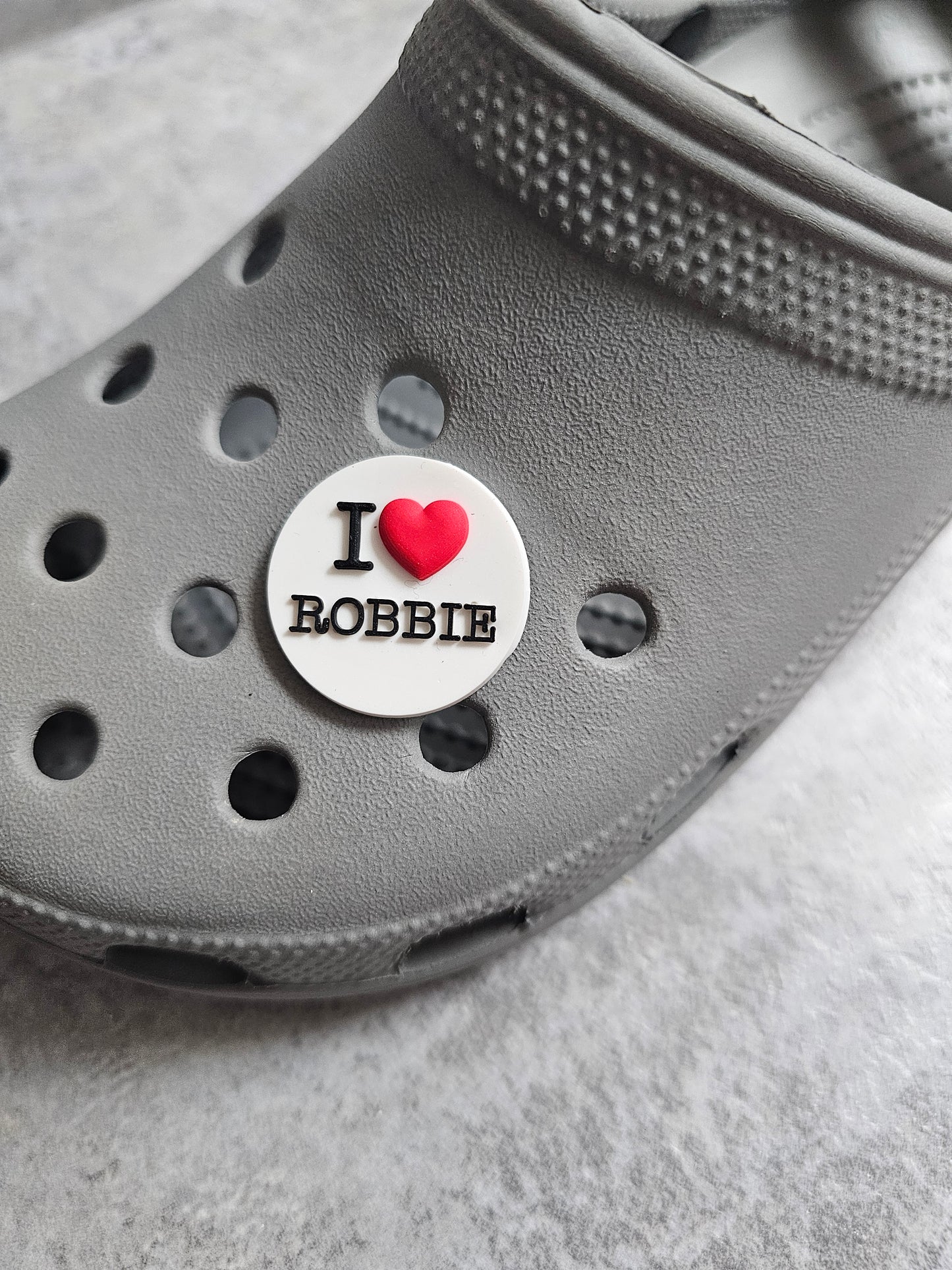 I heart robbie shoe charm