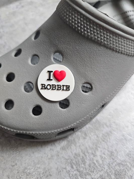 I heart robbie shoe charm