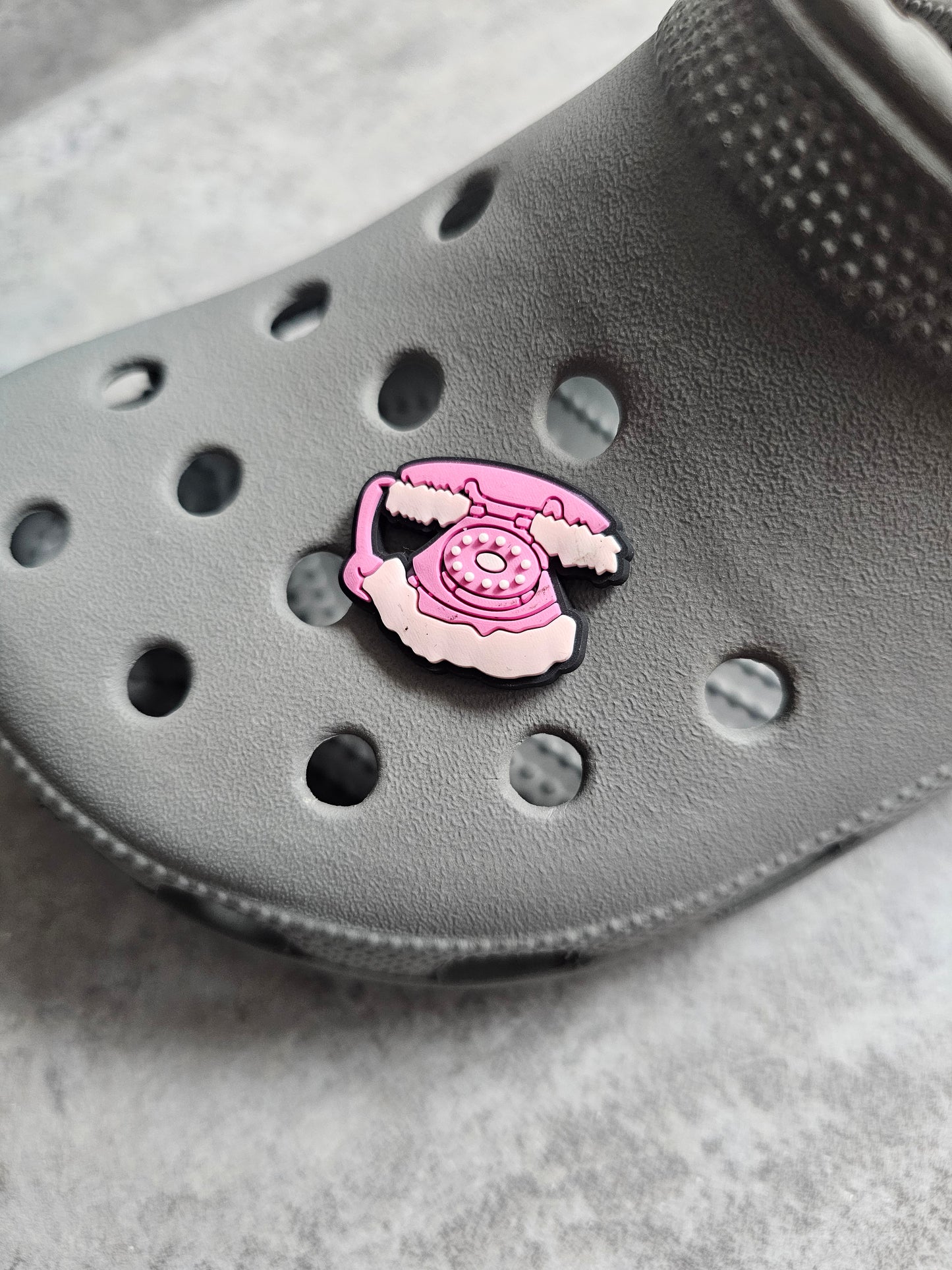 Fluffy pink phone shoe charm