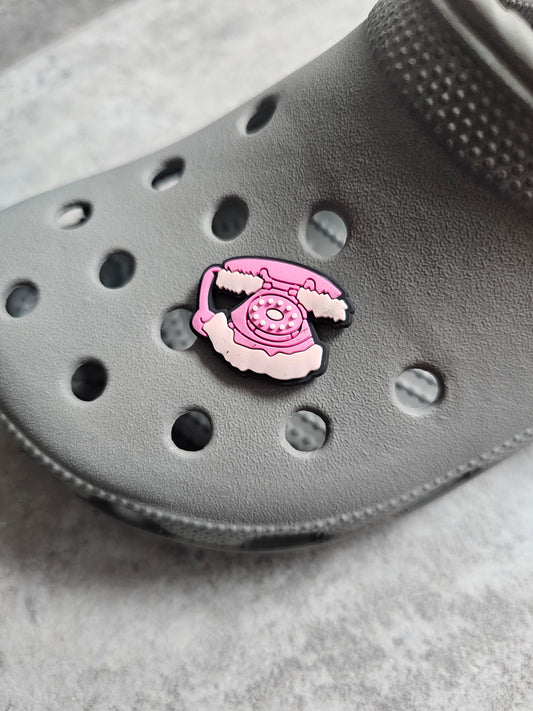 Fluffy pink phone shoe charm